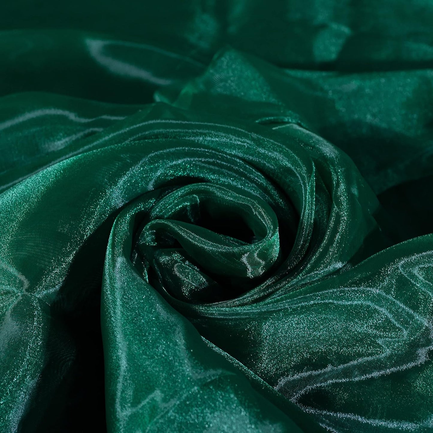 Fynite Organza Fabric | 10 Yards Long | 44" Wide | Bridal Solid Organza Bolt for Wedding Dress Fashion Craft Decorations - Silky Shiny Sheer Organza - Hunter Green
