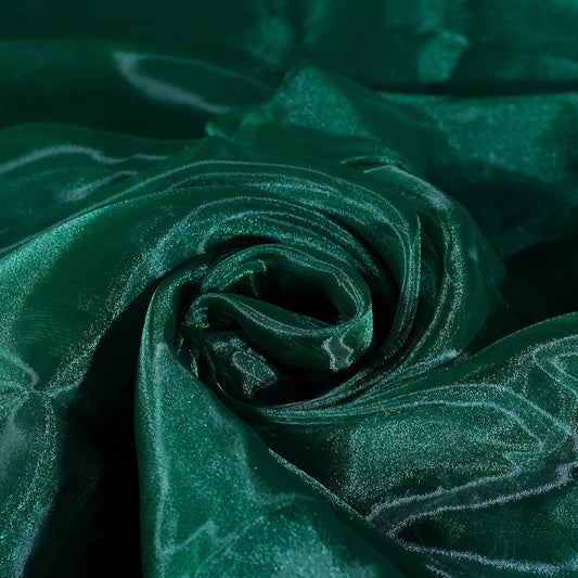 Fynite Organza Fabric | 10 Yards Long | 44" Wide | Bridal Solid Organza Bolt for Wedding Dress Fashion Craft Decorations - Silky Shiny Sheer Organza - Hunter Green