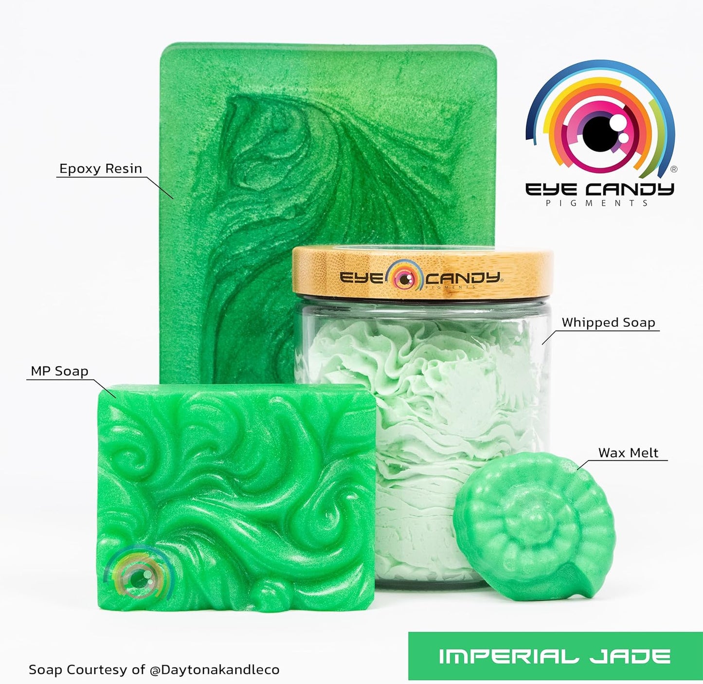 Eye Candy Pigments Premium Green Mica Powder - Imperial Jade (50gr) - for Epoxy, Resin, Soap, Paint, Woodworking, Acrylic Pouring, Bath Bombs, Fishing Lures - DIY Arts and Crafts Additive