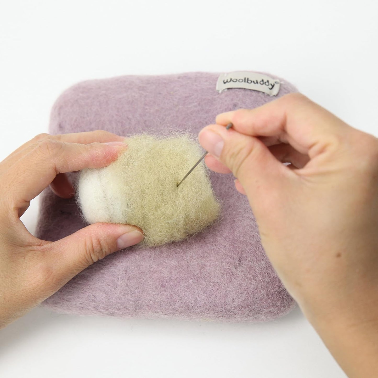 Woolbuddy Needle Felting Wool Mat – 6x6x1.5 Inch Pad for Felting Projects – Durable, Eco-Friendly Alternative to Foam Felting Pads – Ideal for Felting Supplies & Tools (Lavender)