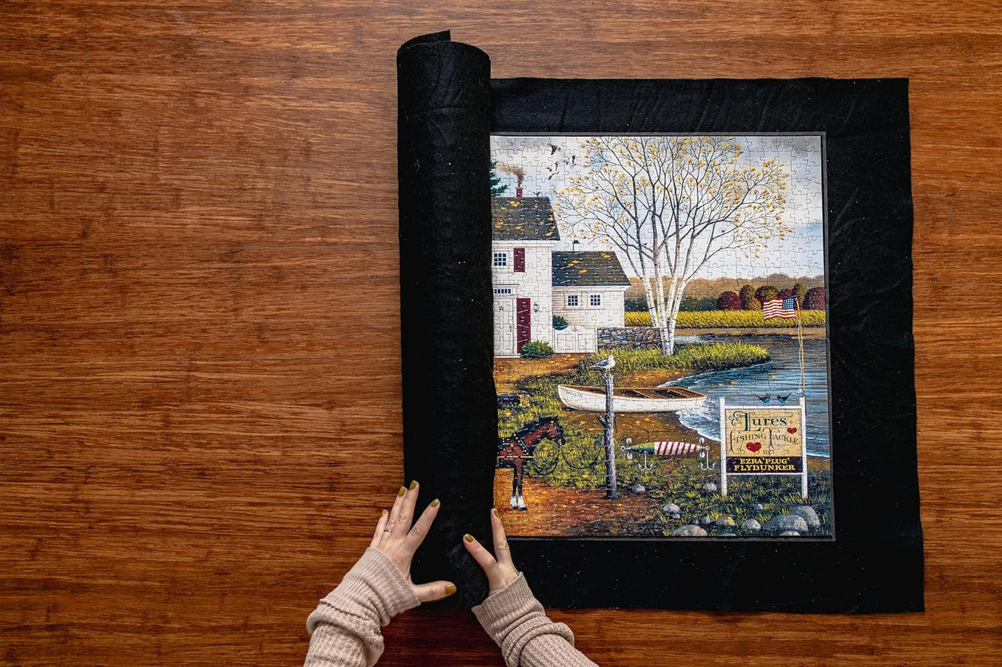 Buffalo Games - Roll-Up Puzzle Mat - Puzzle Saver and Assembly Accessory - Felt Mat - Fits up to 1000 Piece Puzzle - Black