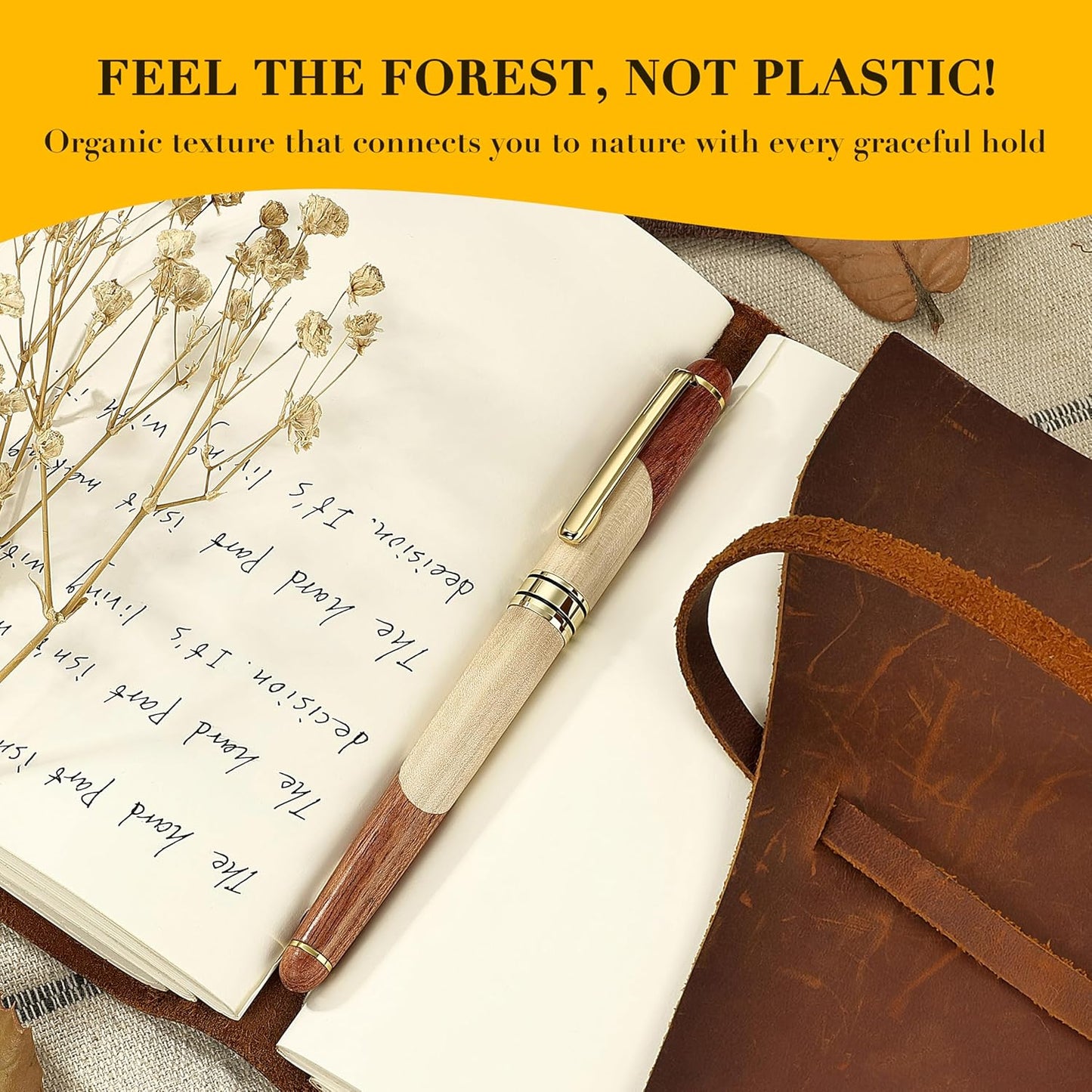 BEILUNER Luxury Wood Ballpoint Pen Writing Set,Maple-Elegant Fancy Nice Gift Pen Set for Signature Calligraphy Office Fancy Nice Supplies - Christmas Gift Boxed with Extra Refills (Black)