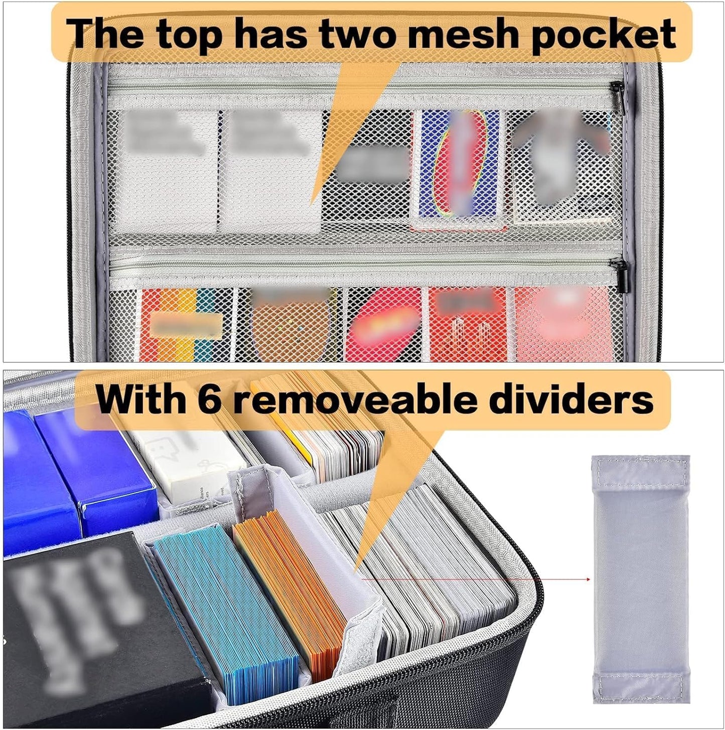 ALLPRIMO Trading Card Case Storage Box for 2700+ Cards. Deck Boxes Travel Organizer Holder Compatible with TCG/for Topps Baseball Sports/for C.A.H/for UNO/for MTG/for Yu-Gi-Oh Games -Grey Inner