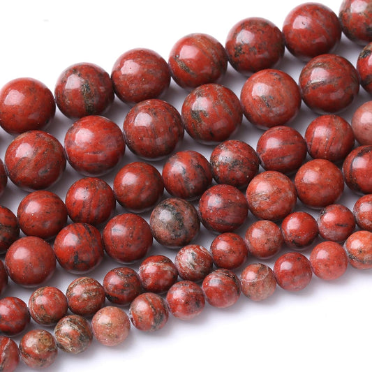 90PCS 4MM Red Seasame Jasper Natural Gemstone Round Stone Beads for Jewelry Making DIY Energy Stone Healing Power Bracelet 15"