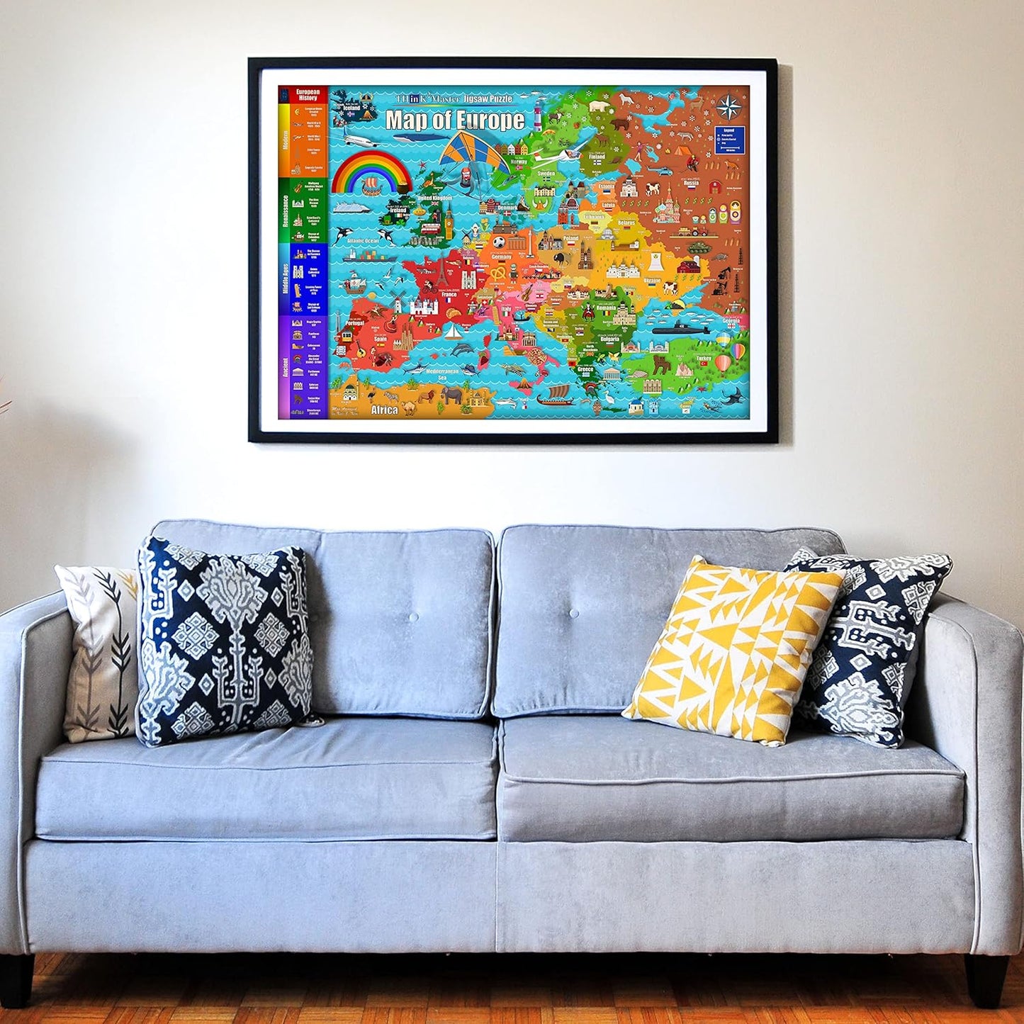 Think2Master Colorful Map of Europe 1000 Pieces Jigsaw Puzzle for Kids 12+, Teens, Adults & Families. Great Gift for stimulating Interest in The European Map. Size: 26.8” X 18.9”