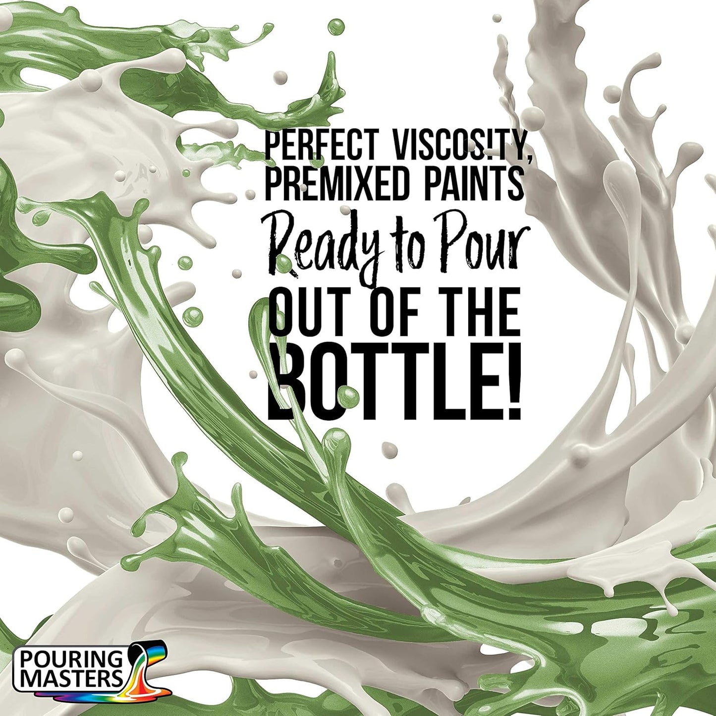 Pouring Masters Green Apple Metallic Pearl Ready to Pour Acrylic Pouring Paint - Premium 32-Ounce Pre-Mixed Fluid Acrylic Paint - Fluid Art Supplies for Canvas, Wood, Paper, Tile & Rocks