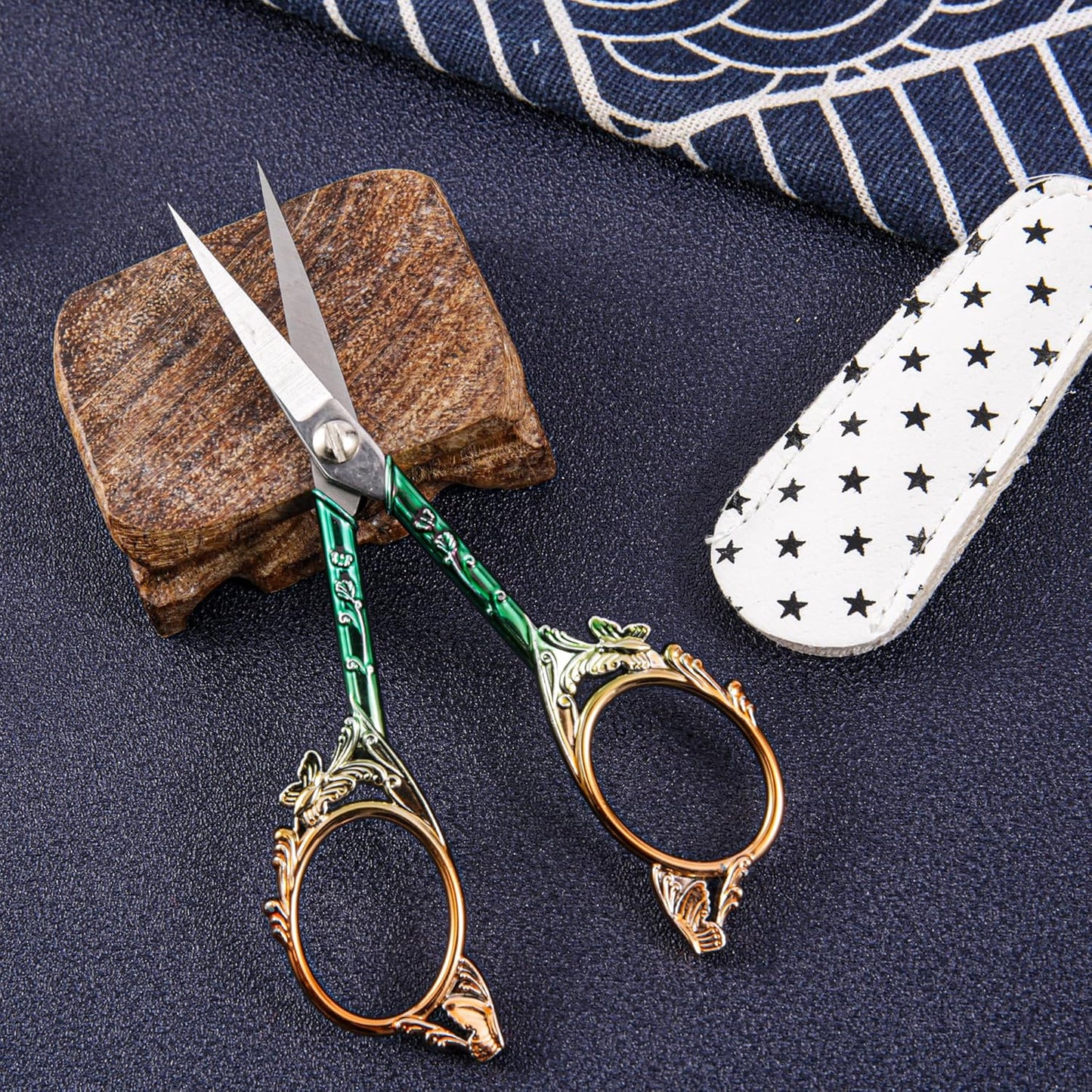 Premium Small Craft Scissors with Beautiful Butterfly Decos - Comfortable Handles and Sharp Tips for Crochet, Embroidery, and Sewing - Includes Protective Cover