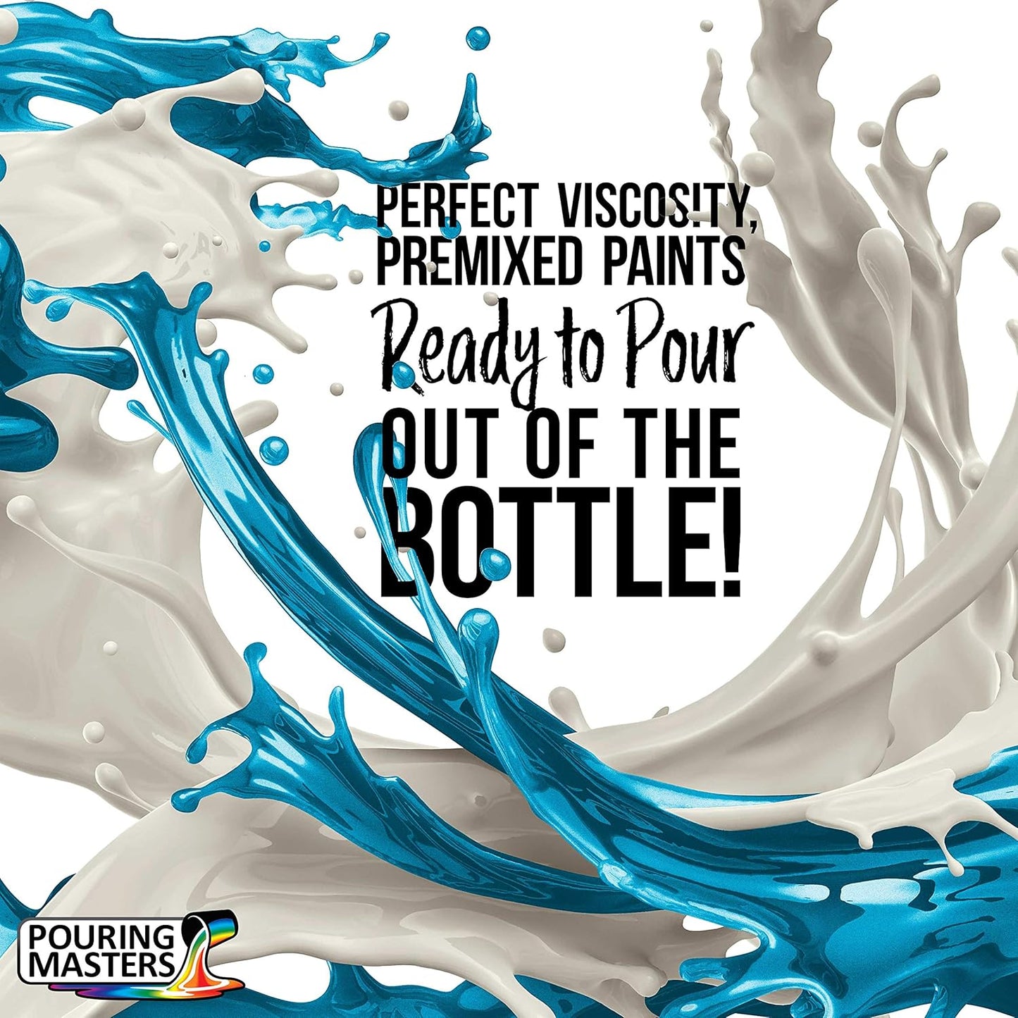 Pouring Masters Peacock Teal Metallic Iridescent Pearl Ready to Pour Acrylic Pouring Paint - Premium 64-Ounce Pre-Mixed Fluid Acrylic Paint - Fluid Art Supplies for Canvas, Wood, Paper, Tile & Rocks