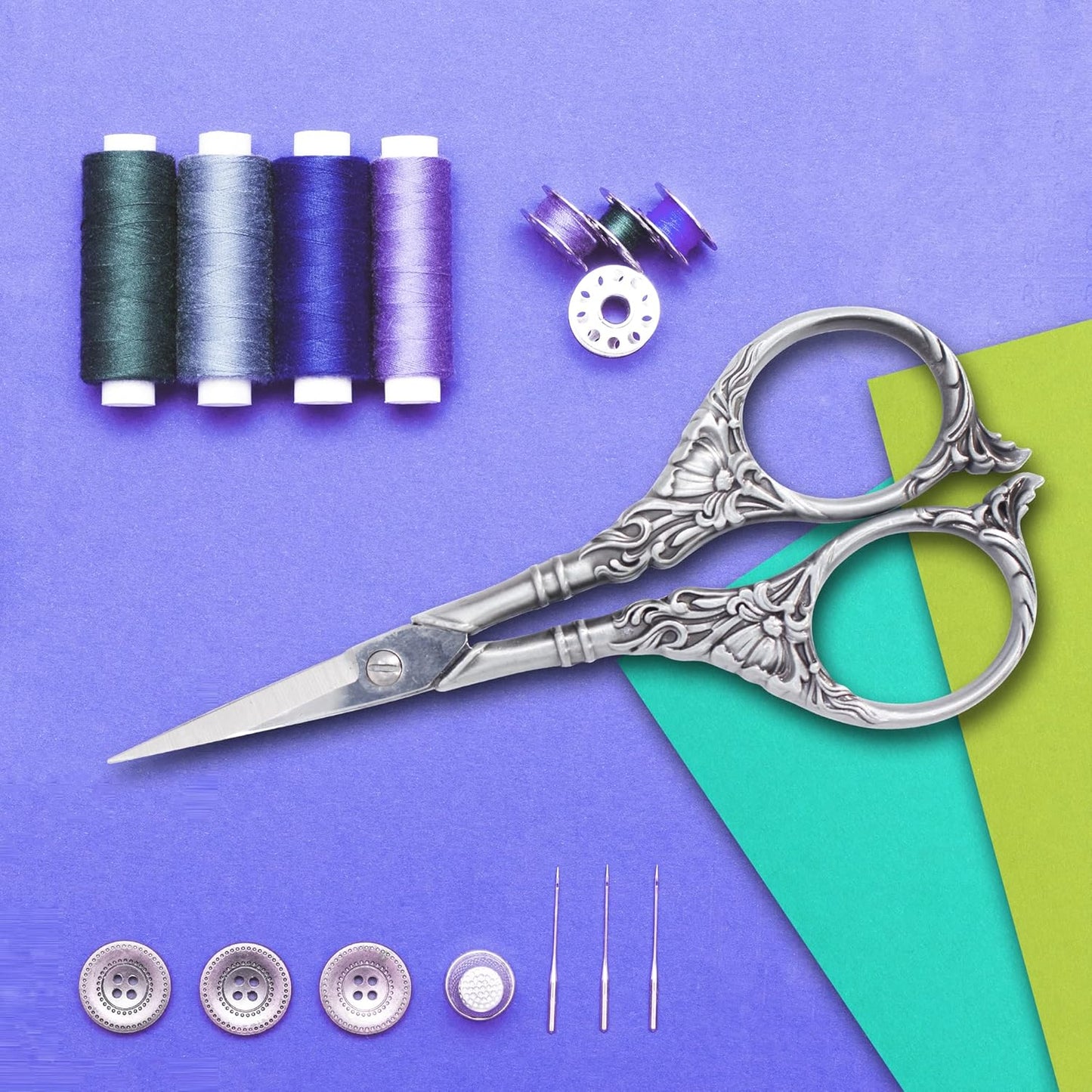 BIHRTC Embroidery Sewing Scissors Stainless Steel for Cross Stitch Cutting Threading Needlework Handcraft Craft Art Work DIY Tool
