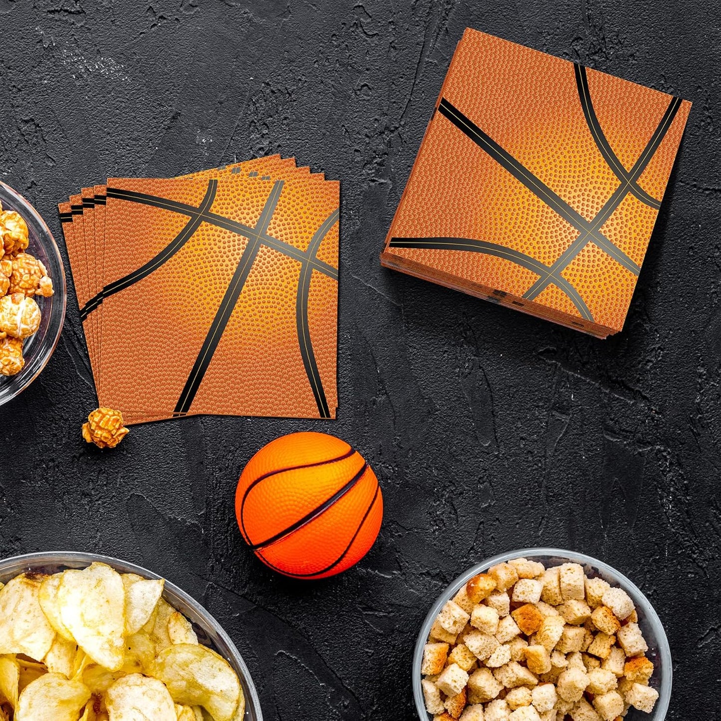Aodaer 48 Pieces Basketball Napkins 13 x 13 Inches Basketball Paper Napkins Disposable Basketball Pattern Cocktail Napkins for Basketball Party Decorations, Sports Party Supplies, Birthday Party
