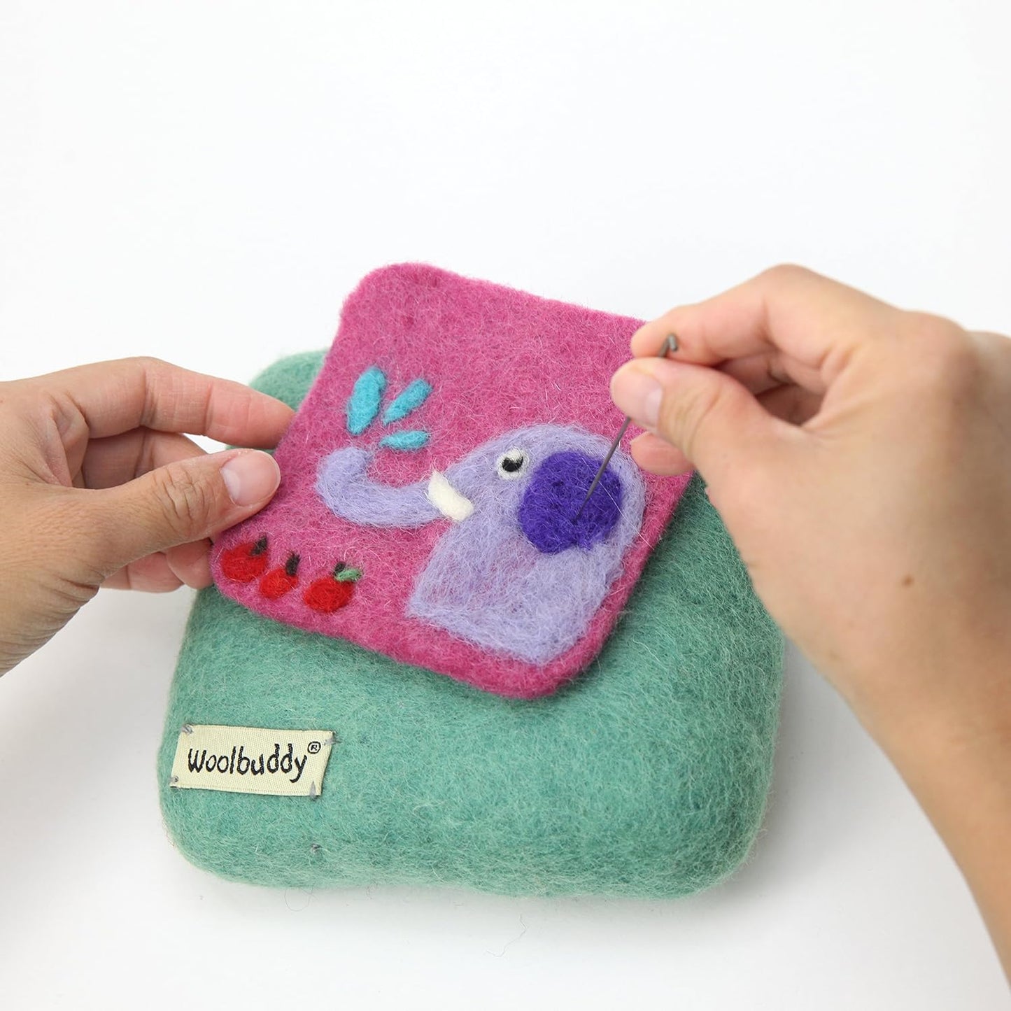 Woolbuddy Needle Felting Pad - Durable Wool Mat for Craft Projects, Foam Alternative, 6"x6"x1.5" (Lime)