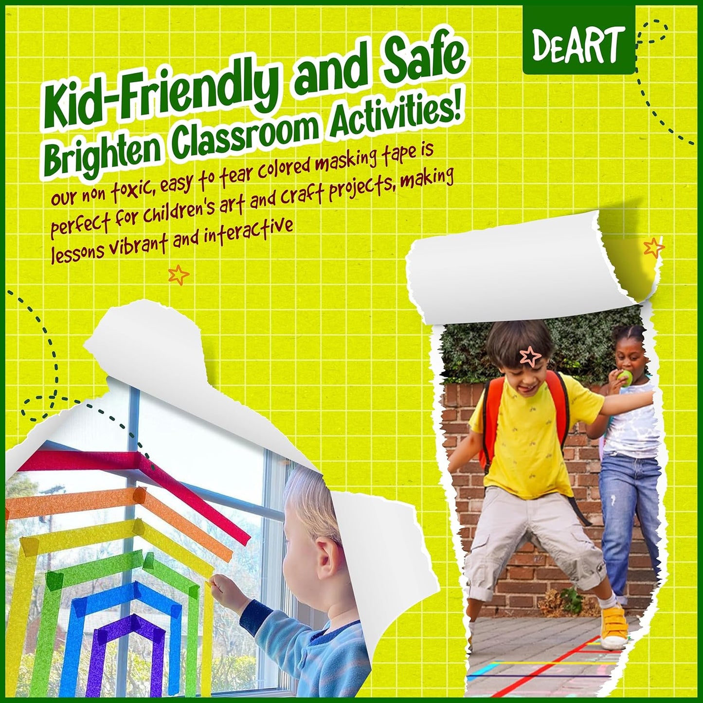 8X Colored Masking Tape, 33 Ft x 1 inch Colored Painters Tape for Arts & Crafts Labeling or Coding, Education Supplies & Craft Supplies Color Tape Rolls, Colorful Masking Craft Tape, Drafting Tape