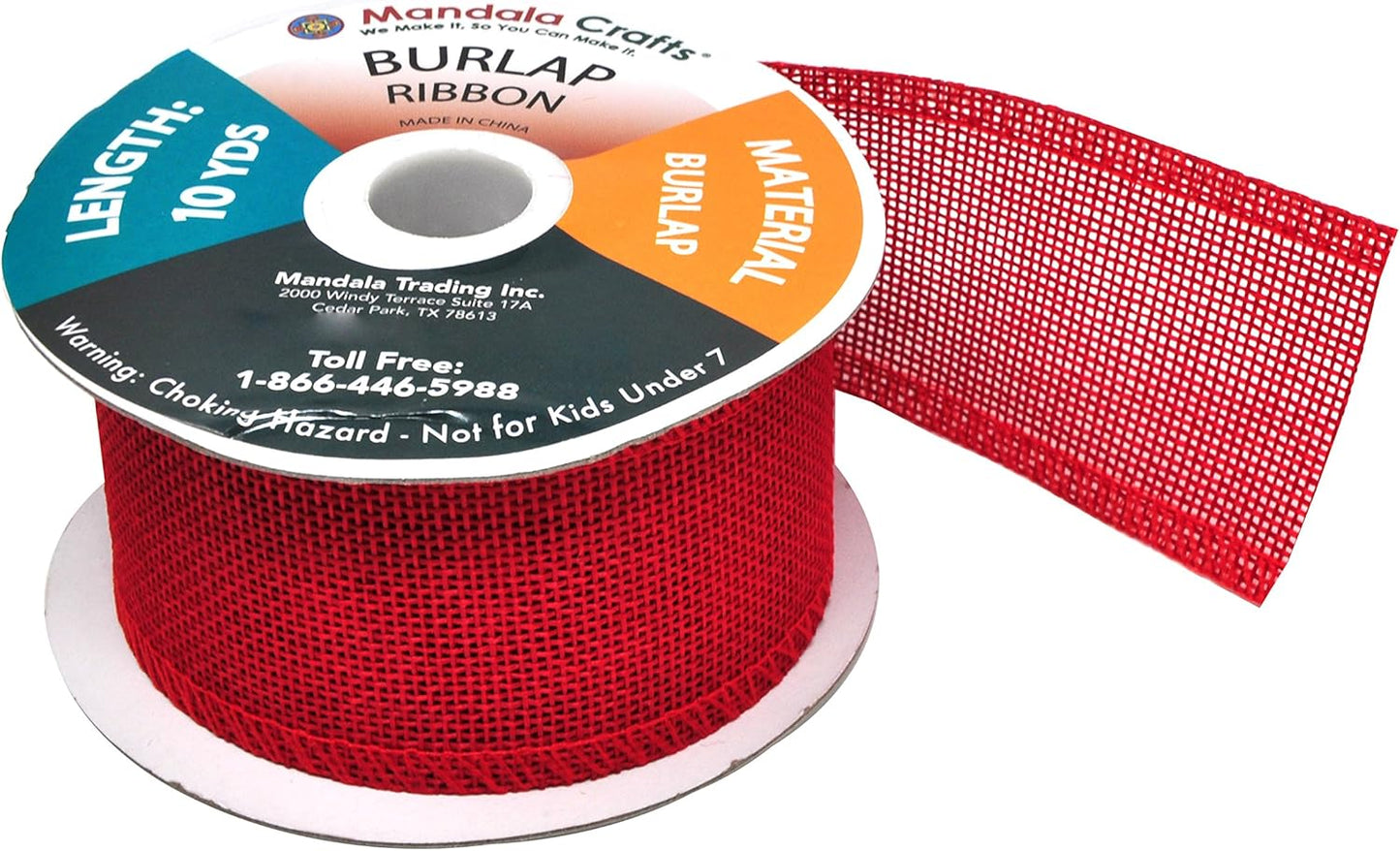 Mandala Crafts Red Burlap Ribbon 2 Inches Wide Jute Ribbons for Crafts - 20 Yds Roll Rustic Burlap Wrap Trim Ribbons for Wreaths Bows Wedding Party Decoration