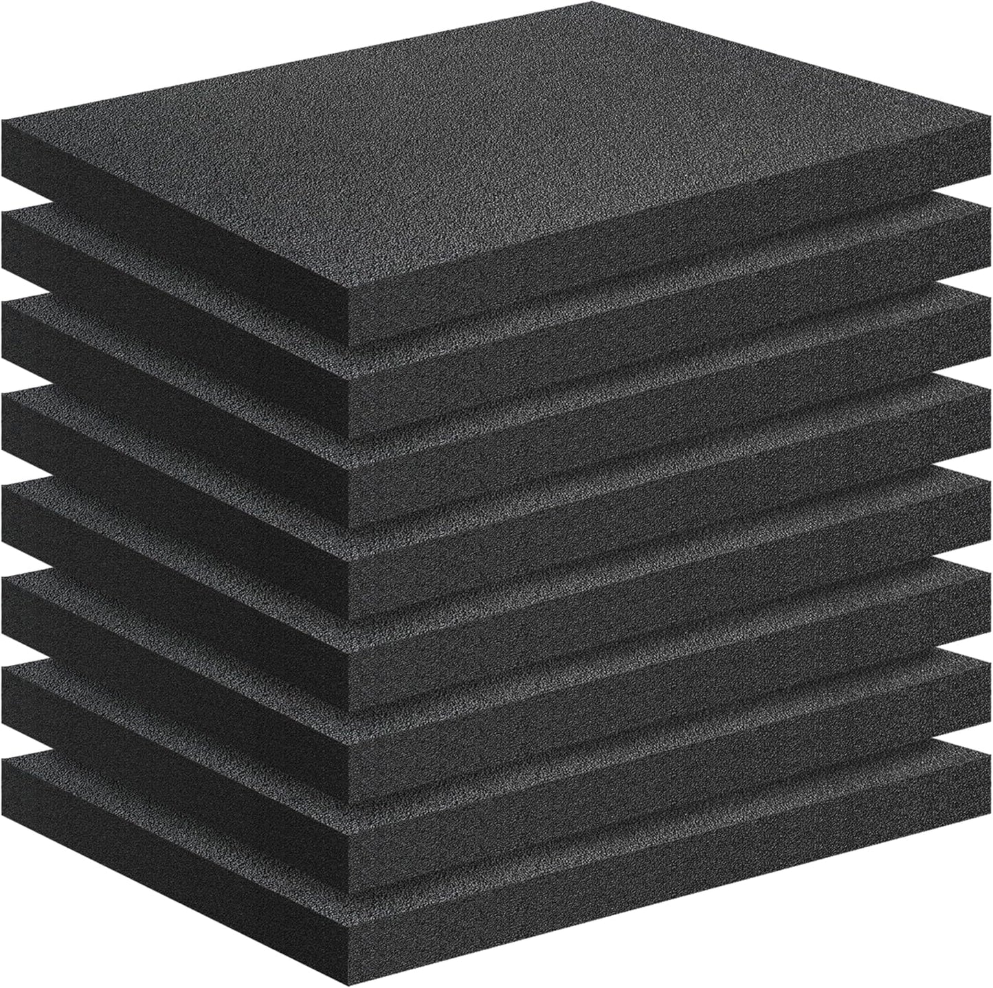Black Packing Foam Sheets- 8PCS Cuttable Polyurethane Foam Pads Polyurethane Cushioning Inserts Black Foam Board for Packing Cases and Crafts- 16" X 12" X 1" (8)
