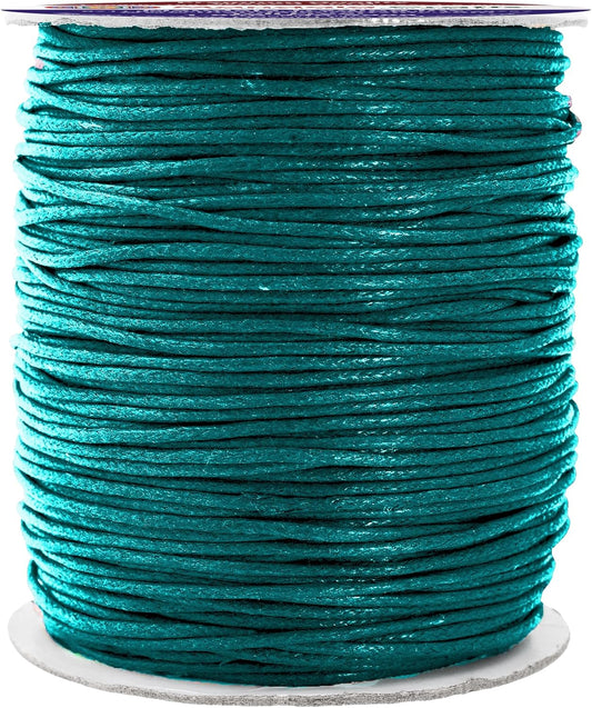 Mandala Crafts 1.5mm 109 Yards Teal Cotton Waxed Cord for Jewelry Making Bracelet Cord Waxed String - Beading String Thread Jewelry Cords for Necklaces String