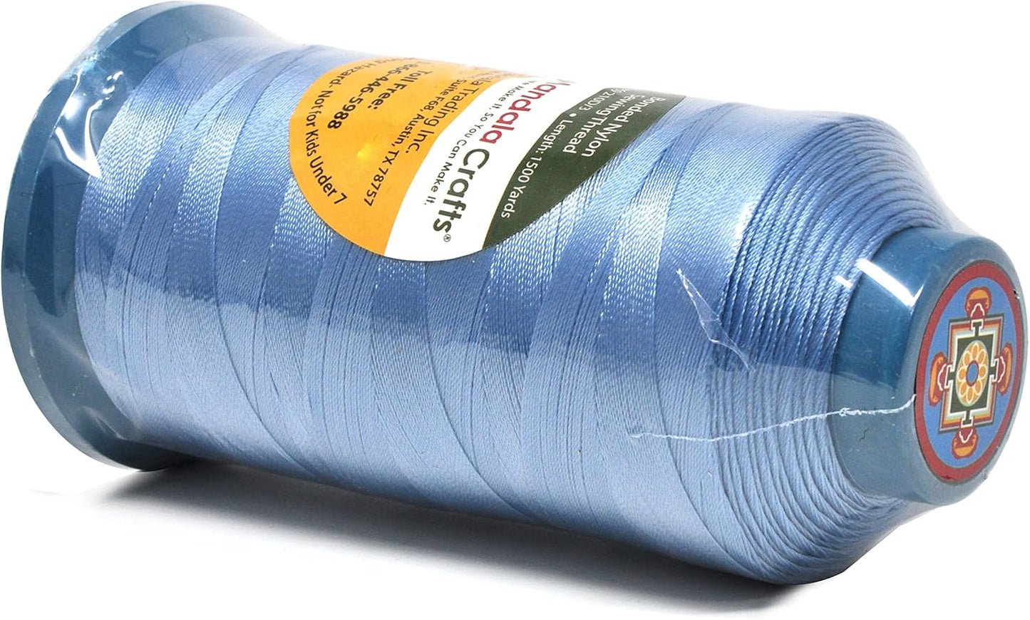 Mandala Crafts Bonded Nylon Thread Light Blue Heavy Duty Sewing Threads - 1500 YDs Size 69 210D T70 Tex 70 Thread for Leather Jeans Weaving Outdoor Marine Upholstery Threads