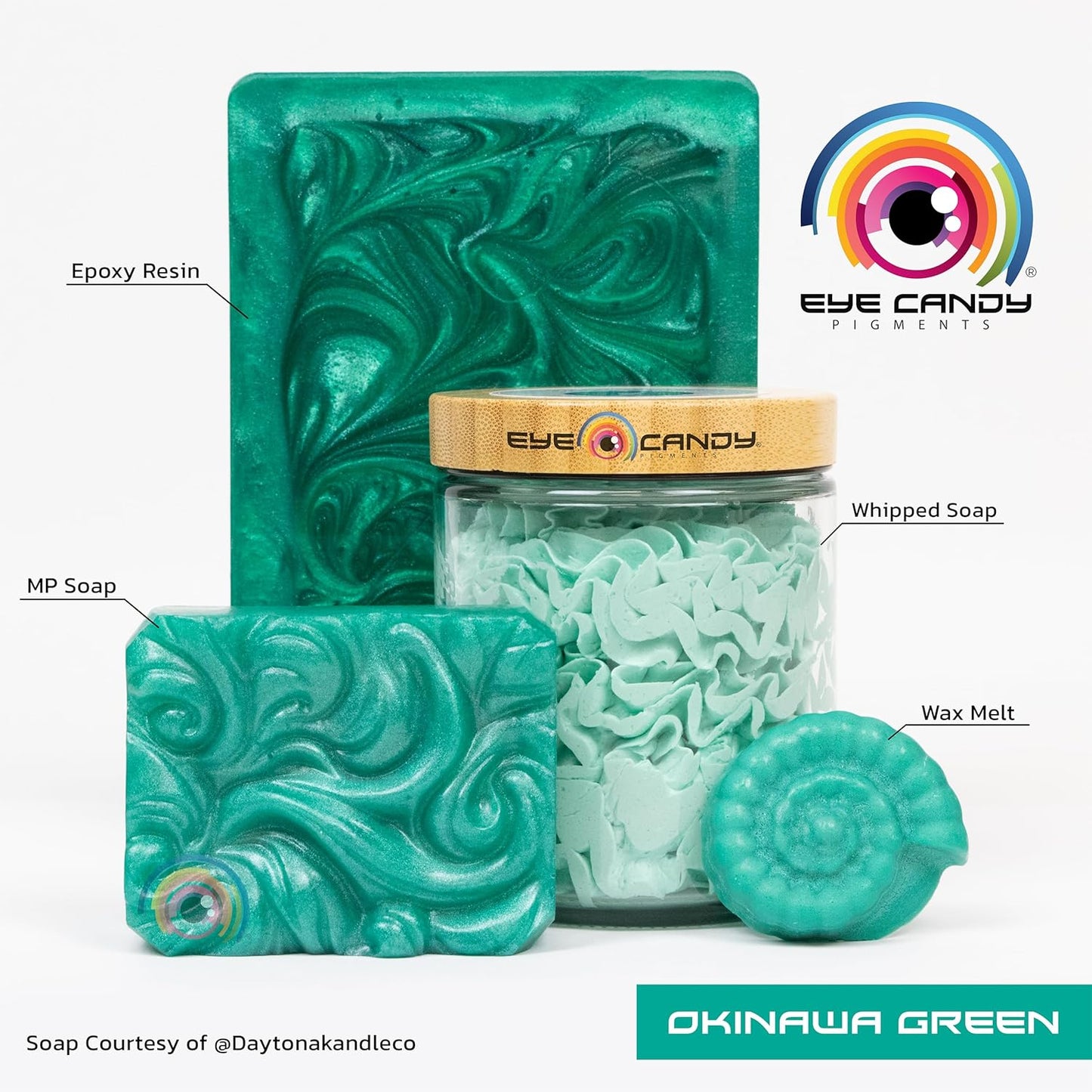 Eye Candy Pigments Premium Green Mica Powder - Okinawa Green (50gr) - for Epoxy, Resin, Soap, Paint, Woodworking, Acrylic Pouring, Bath Bombs, Fishing Lures - DIY Arts and Crafts Additive