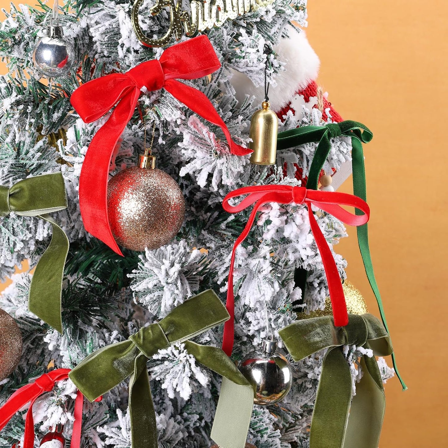 LaRibbons Thin Velvet Ribbon 3/8 Inch x 25 Yards, Red Velvet Ribbon for Christmas Tree, Gift Wrapping, Wreath Bow, Outdoor Decoration