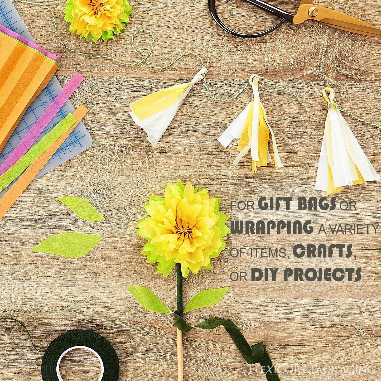 Flexicore Packaging Tangerine Orange Pin Stripe Print Gift Wrap Tissue Paper Size: 15 Inch X 20 Inch | Count: 10 Sheets | Color: Tangerine Pin Stripe