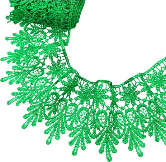GXTIZAS Lace Trim 5 Yards Wide Venise Lace Ribbon Embroidered Edge Trim for Sewing Crafts Pillow Case(Christmas Green)