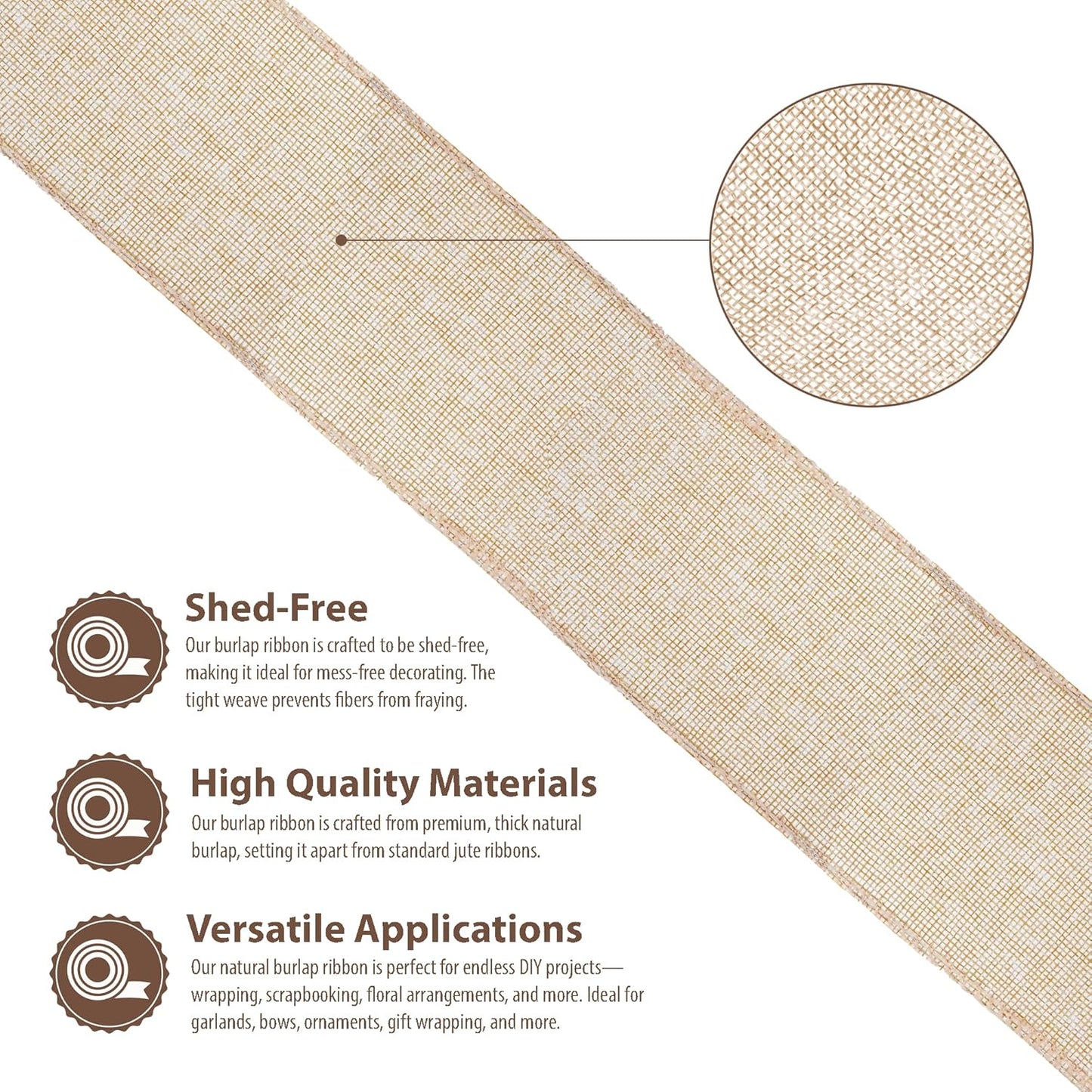 Mandala Crafts Natural Burlap Ribbon 3 Inches Wide Jute Ribbons for Crafts - 20 Yds Roll Rustic Burlap Wrap Trim Ribbons for Wreaths Bows Wedding Party Decoration