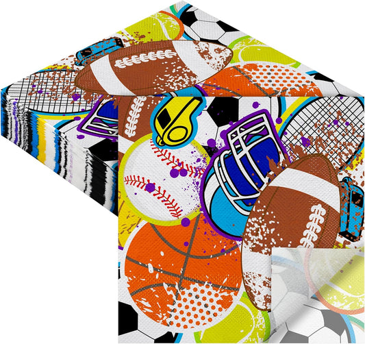 Aodaer 48 Pieces Sports Napkins 13 x 13 Inches Sports Ball Paper Napkins Disposable Sports Pattern Cocktail Napkins for Baseball Basketball Football Soccer Party Supplies, Birthday Party Decorations
