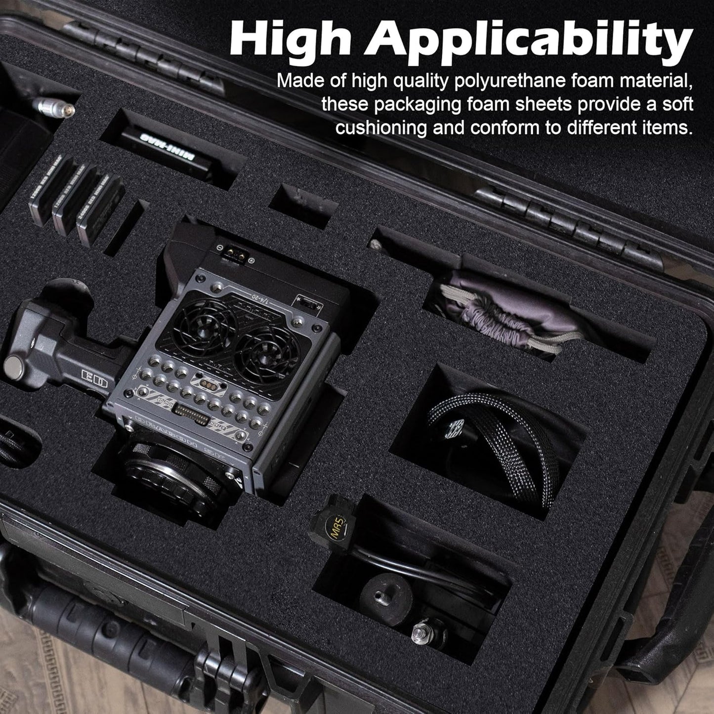 DECOHS 6 PCS Polyurethane Foam Sheet-16x12x1 Inch Cuttable Foam Inserts for Cases-Packing Foam Pads for Toolbox Camera Storage and Crafts