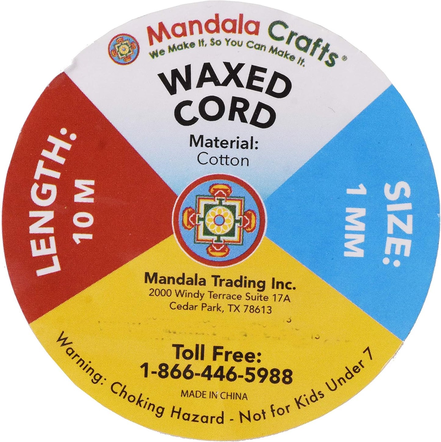 Mandala Crafts 1mm 273 Yards Assorted Cotton Waxed Cord for Jewelry Making Bracelet Cord Waxed String - Beading String Thread Jewelry Cords for Necklaces String