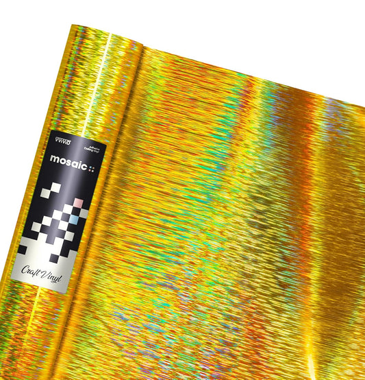 VViViD Mosaic+ Gold Brushed Holographic 1ft x 5ft Crafting Vinyl Crinkle-Free 8yr UV Finish Crafting Vinyl