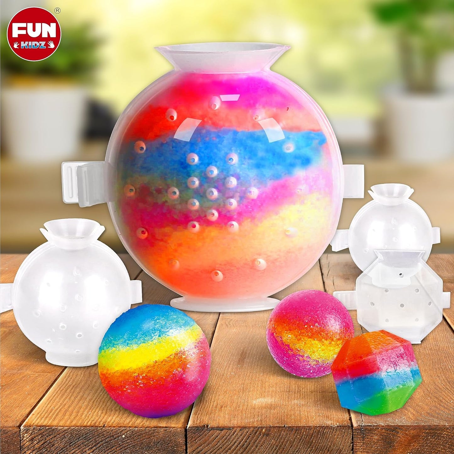 Big Bouncy Ball Kit for Kids, FunKidz DIY Ultimate Magic Bouncy Balls Making Kit Science Craft Projects Birthday Party Activities for Boys Girls Ages 6-12 Includes Tennis Size Ball Model and Powder