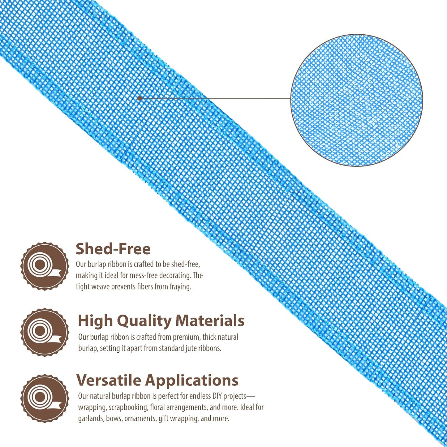 Mandala Crafts Sky Blue Burlap Ribbon 1.5 Inches Wide Jute Ribbons for Crafts - 20 Yds Roll Rustic Burlap Wrap Trim Ribbons for Wreaths Bows Wedding Party Decoration