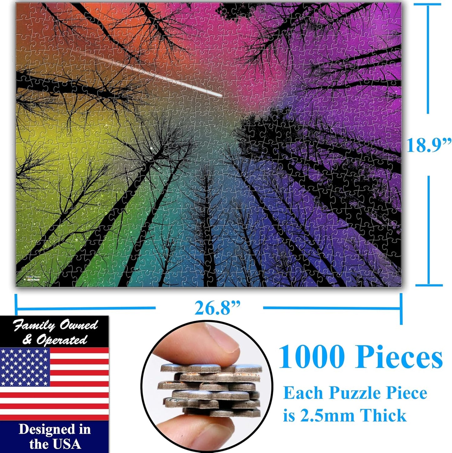 Think2Master Hard Impossible Challenging The Enchanted Forest 1000 Pieces Large Format Jigsaw Puzzle for Kids 12+, Teens, Adults & Families. Beautiful Vibrant Gradient Artwork Size: 26.8” X 18.9”