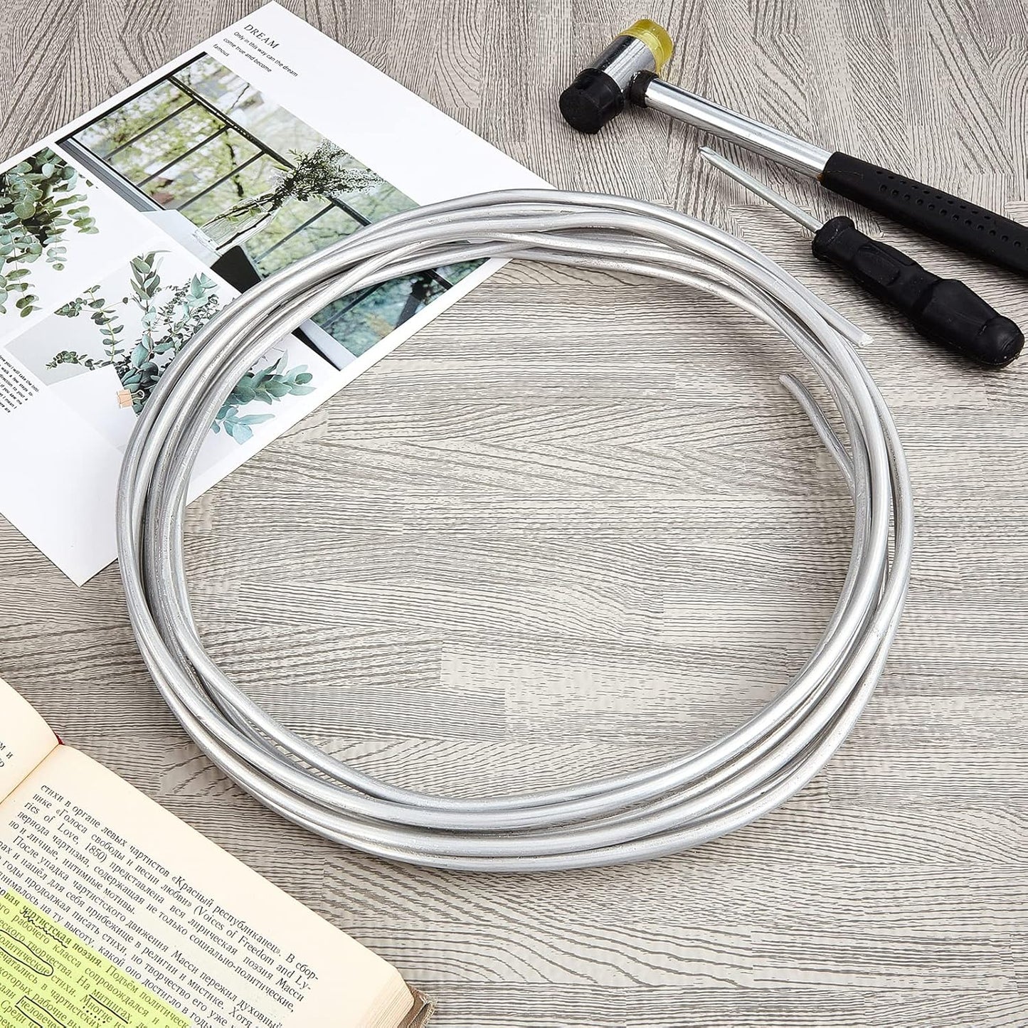 Pelopy Aluminum Wire 1/4 Inch Diameter Metal Wire 40 ft Armature Bendable Armature for Sculpting Dolls Floral Jewelry Making Weaving DIY Crafts, Silver