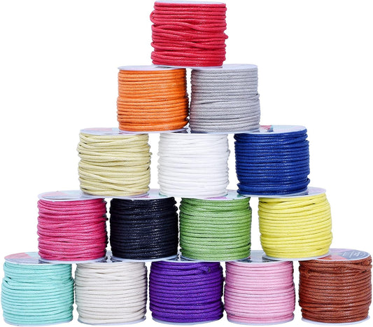 Mandala Crafts 2mm 11 X 15 Yards Assorted Cotton Waxed Cord for Jewelry Making Bracelet Cord Waxed String - Beading String Thread Jewelry Cords for Necklaces String