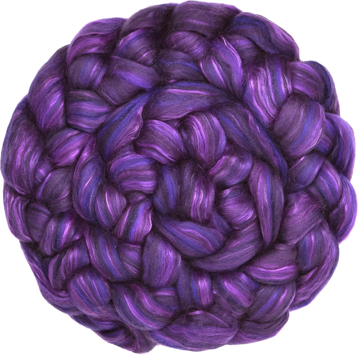 Merino Silk Luxe Tonal Designer Blend. Superfine Merino, Mulberry Silk, Tussah Silk. Top Roving for Spinning or Felting. Regal Amethyst 4oz
