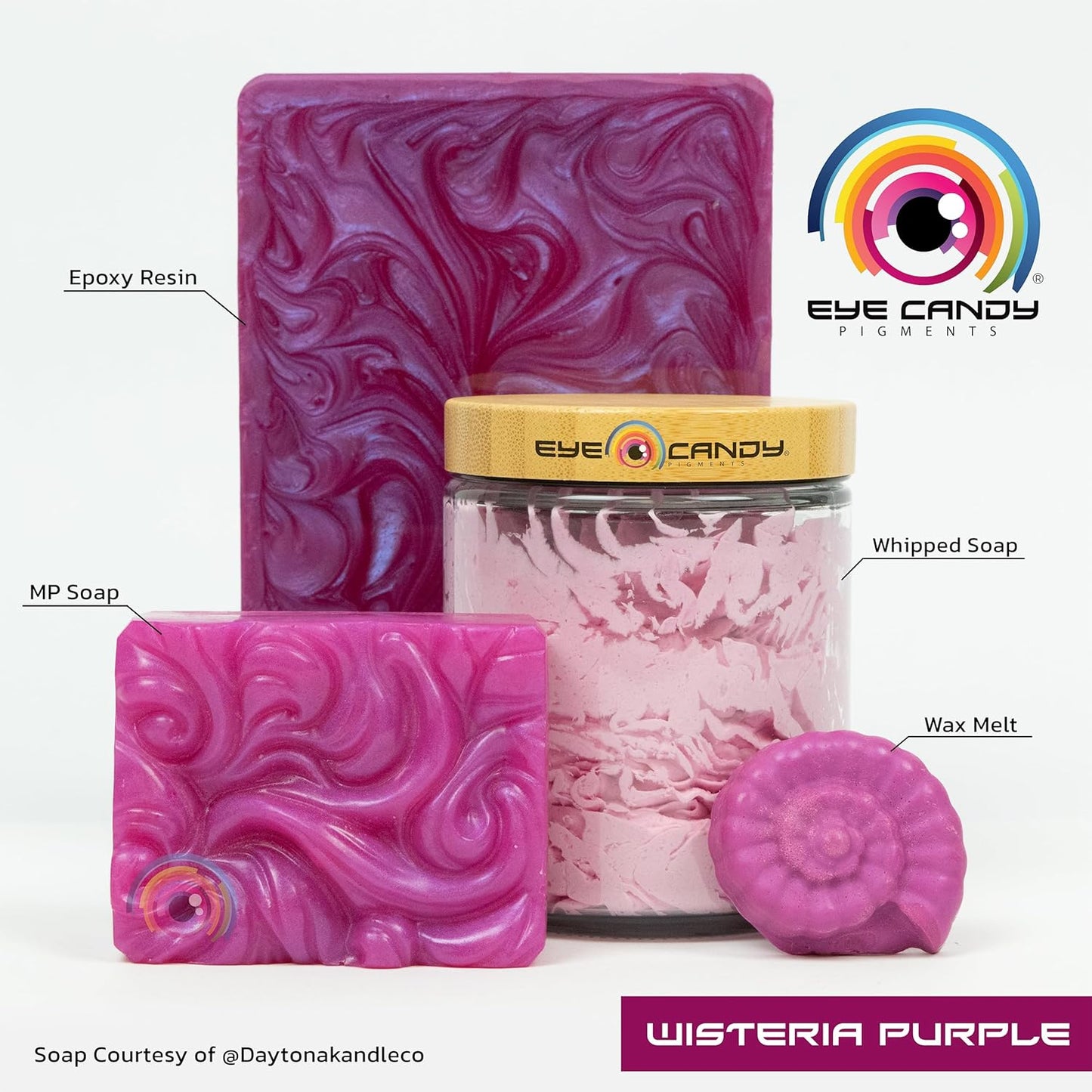 Eye Candy Pigments Premium Purple Mica Powder - Wisteria Purple (50gr) - for Epoxy, Resin, Soap, Paint, Woodworking, Acrylic Pouring, Bath Bombs, Fishing Lures - DIY Arts and Crafts Additive