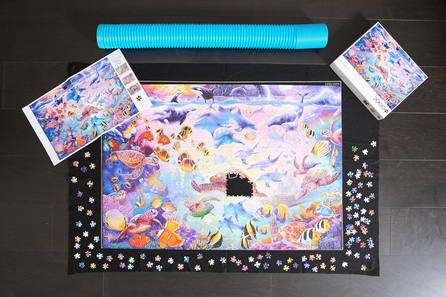 Buffalo Games - Roll-up Puzzle Mat - Jumbo Size for up to 2000 Piece Puzzles - Easy Storage and Clean Up - Expanding Tube for Roling - Save Your Jigsaw Puzzle