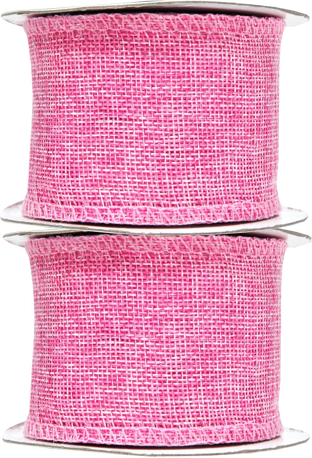 Mandala Crafts Pink Burlap Ribbon 2.5 Inches Wide Jute Ribbons for Crafts - 20 Yds Roll Rustic Burlap Wrap Trim Ribbons for Wreaths Bows Wedding Party Decoration