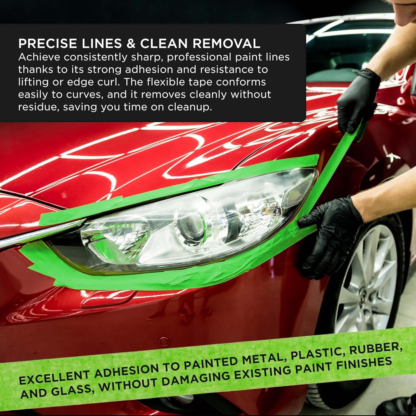 Dura-Gold Green Automotive Masking Tape 1-1/2 Inch (1.41 Inch x 55 Yards), 2 Rolls - Premium High-Performance, Heat Resistant - Auto Refinish Painting, Car Detailing, Autobody Industrial Painters Tape