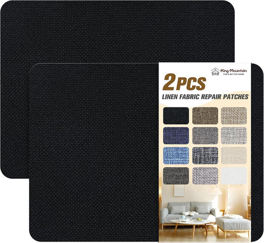 Coarse Linen Repair Patches, Self-Adhesive Linen Fabric Patches, 8X11 inch 2 PCS, Multi Color, Can be Used for Linen Sofa Repair and Linen Clothes Repair(8" x 11"-2PCS,Black 1.0)