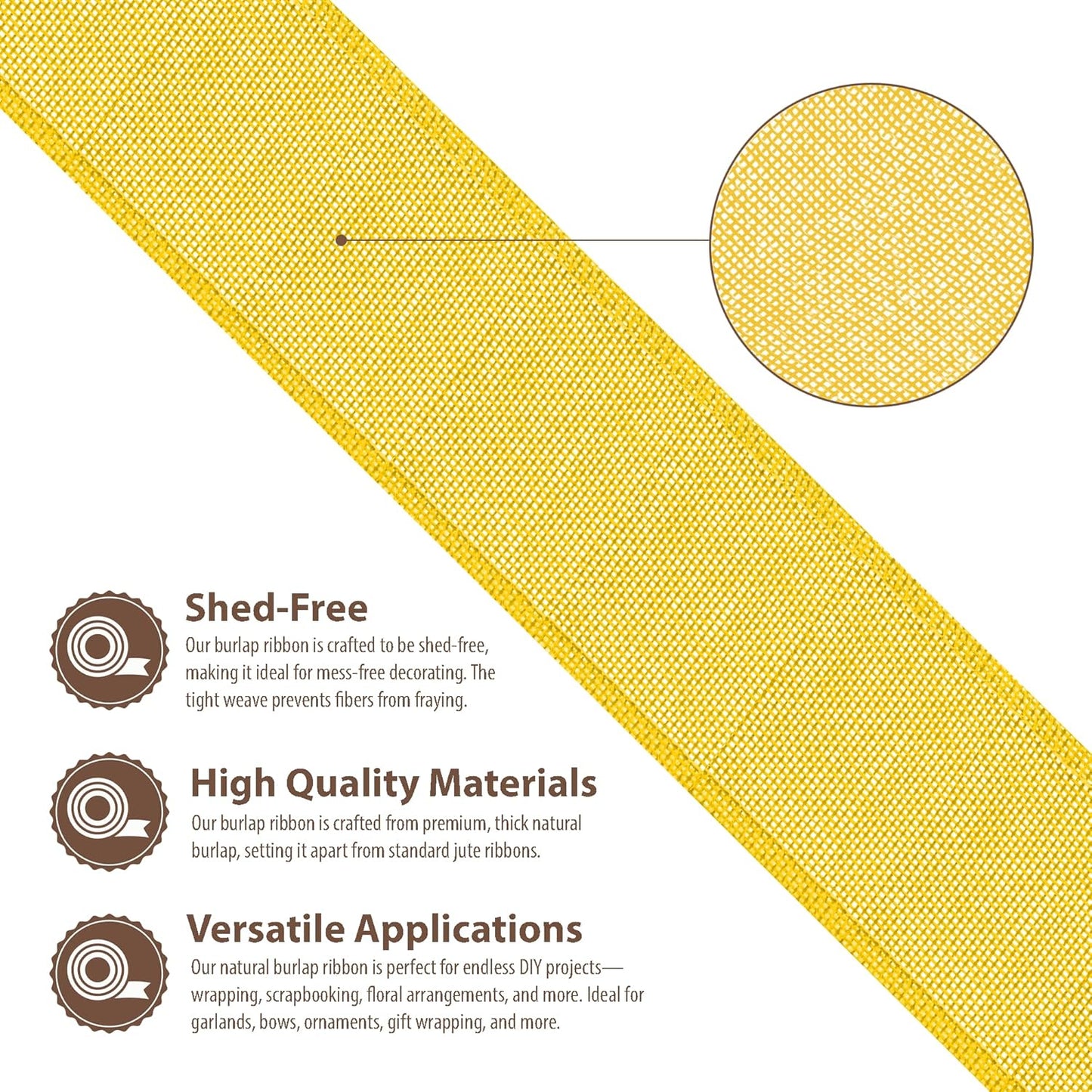 Mandala Crafts Yellow Burlap Wired Ribbon 3 Inches Wide Jute Ribbons for Crafts - 10 Yds Roll Rustic Burlap Wrap Trim Ribbons for Wreaths Bows Party Decoration