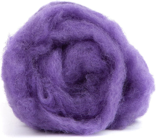 Desert Breeze Distributing Maori Wool Carded Batting, 100% Natural New Zealand Wool Made by DHG in Italy for Needle Felting, 3.5 OZ, 27 Micron, Color Violet
