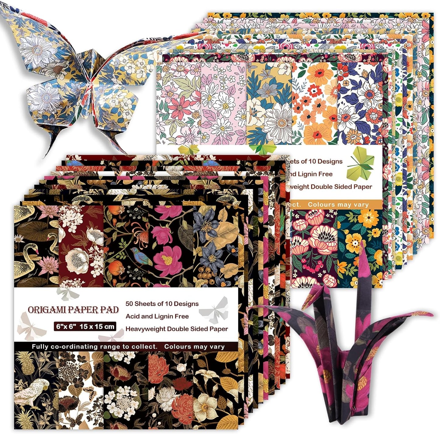 Origami Paper Kit 100 Sheets 6 Inch Square Double Sided Color 20 Vivid Colors for Hand Crafts Origami Paper Arts Creativity.Luxuriant Flowers