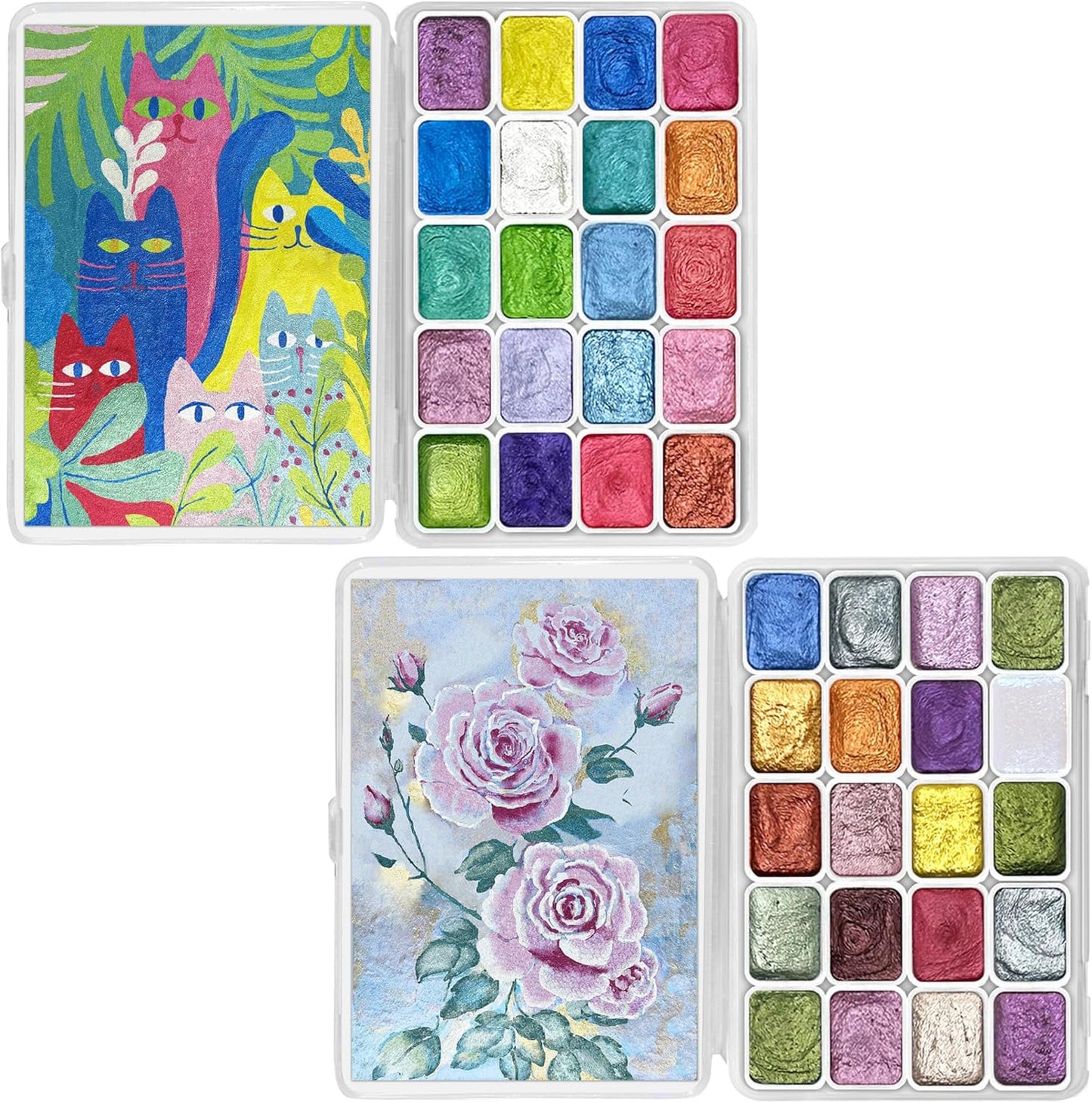 Mini Forestry Shifting Watercolor Painting Set, 40 Color Shifting Watercolor Paint Set, Shimmer Metallic Watercolor Paints Set, Glitter Watercolor Paint, Solid, Matisse & Rococo Style