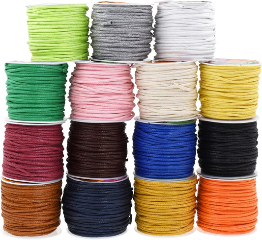 Mandala Crafts 1.5mm 165 Yards Assorted Cotton Waxed Cord for Jewelry Making Bracelet Cord Waxed String - Beading String Thread Jewelry Cords for Necklaces String