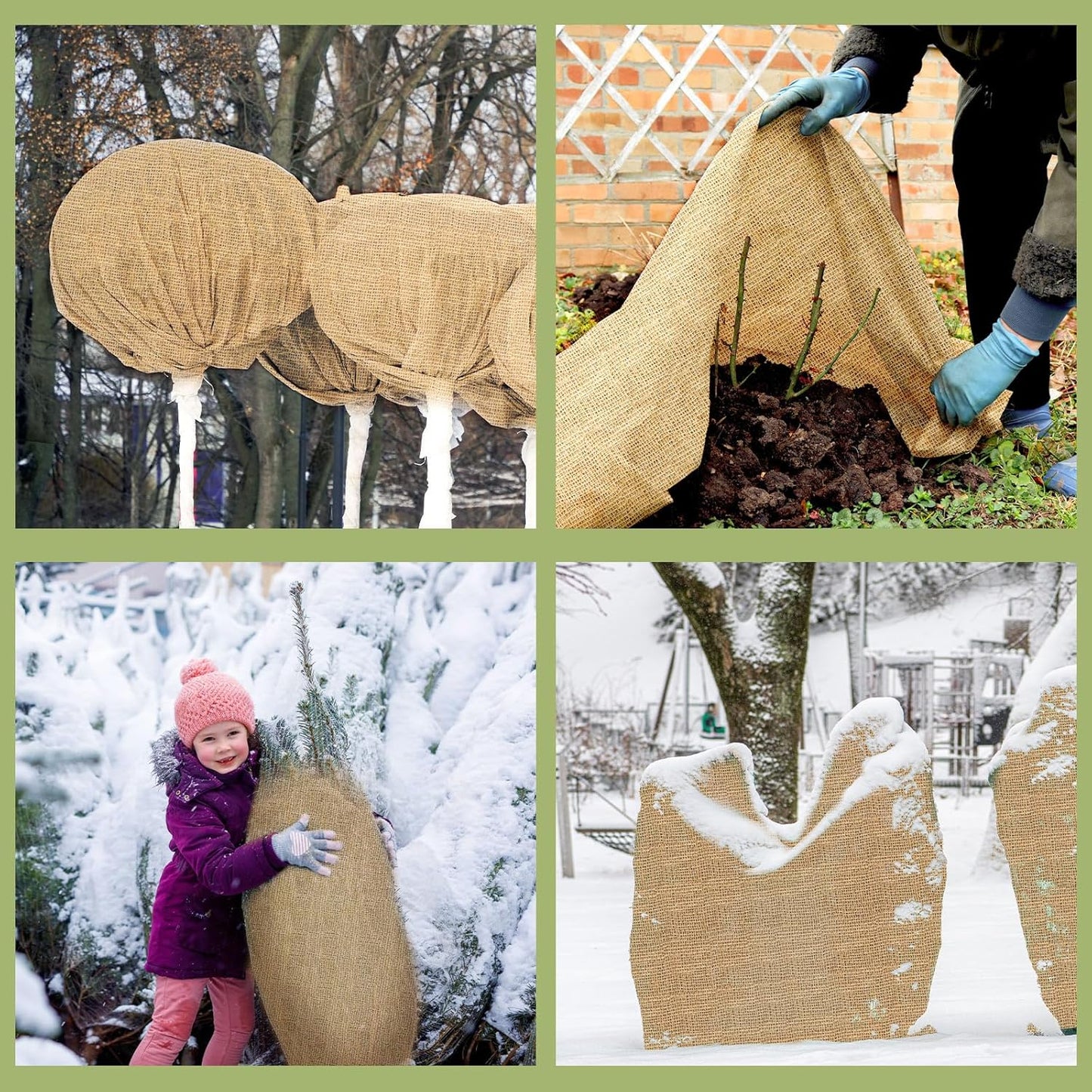 Buryeah Burlap Fabrics Roll Natural Jute Burlap Tree Wraps Protector Winter Frost Plant Blankets Cloth Weed Barrier Fabric Garden Plants for Winter Outdoor Trees Shrubs Party(80 Inch X 100 ft)