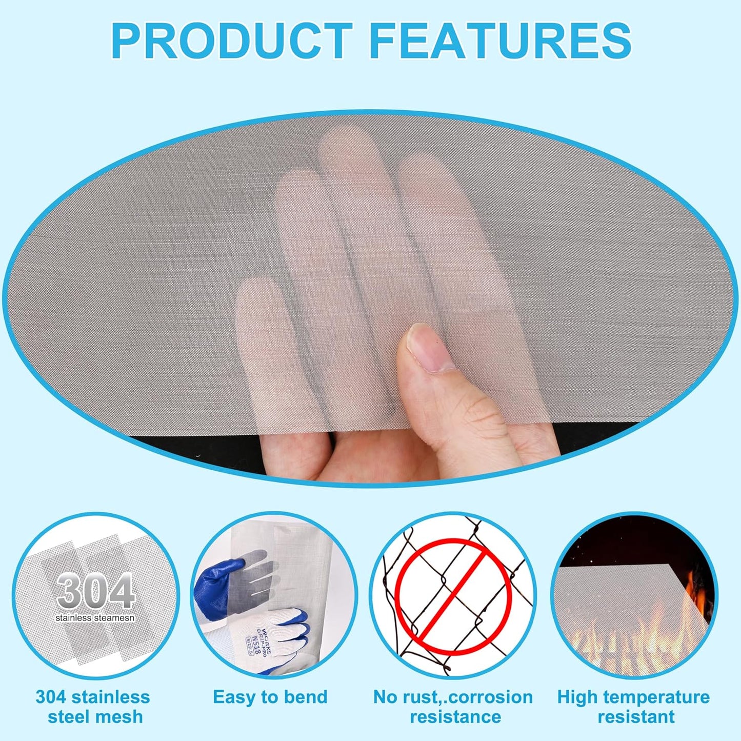 8 Pcs 13x9 (33cmx23cm) 40 Mesh 304 Stainless Steel Wire Mesh Sheet, Rustproof Metal Mesh Sheet Screen for DIY Crafts, Vent Covers, Garden Fencing, Window Protection & Industrial Filters