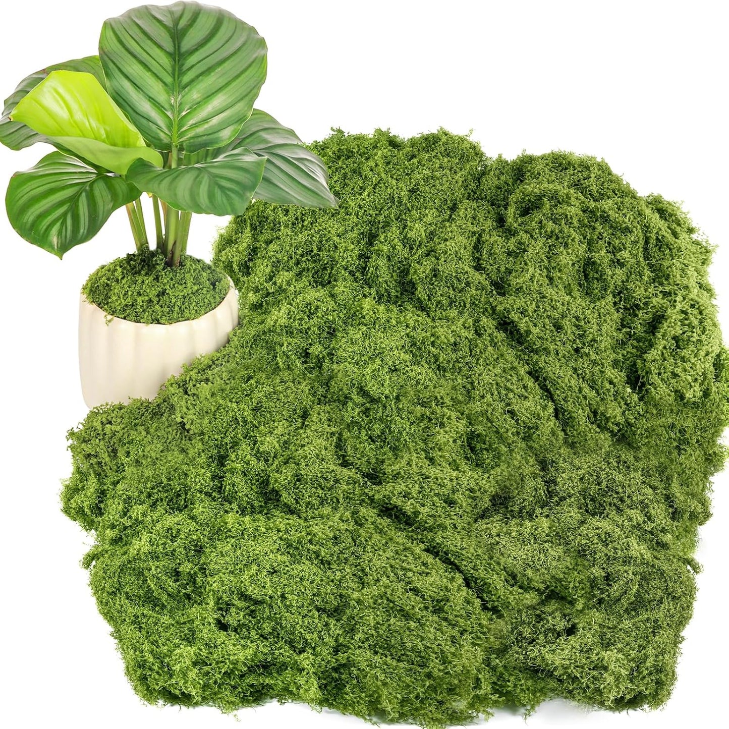 Fake Green Moss for Potted Plants, 10.6OZ Moss Decor Artificial Faux Moss for Crafts Preserved Moss for DIY Decorative Moss Table Centerpieces Decor Fairy Garden Floral Wedding (300g) (Dark Green)