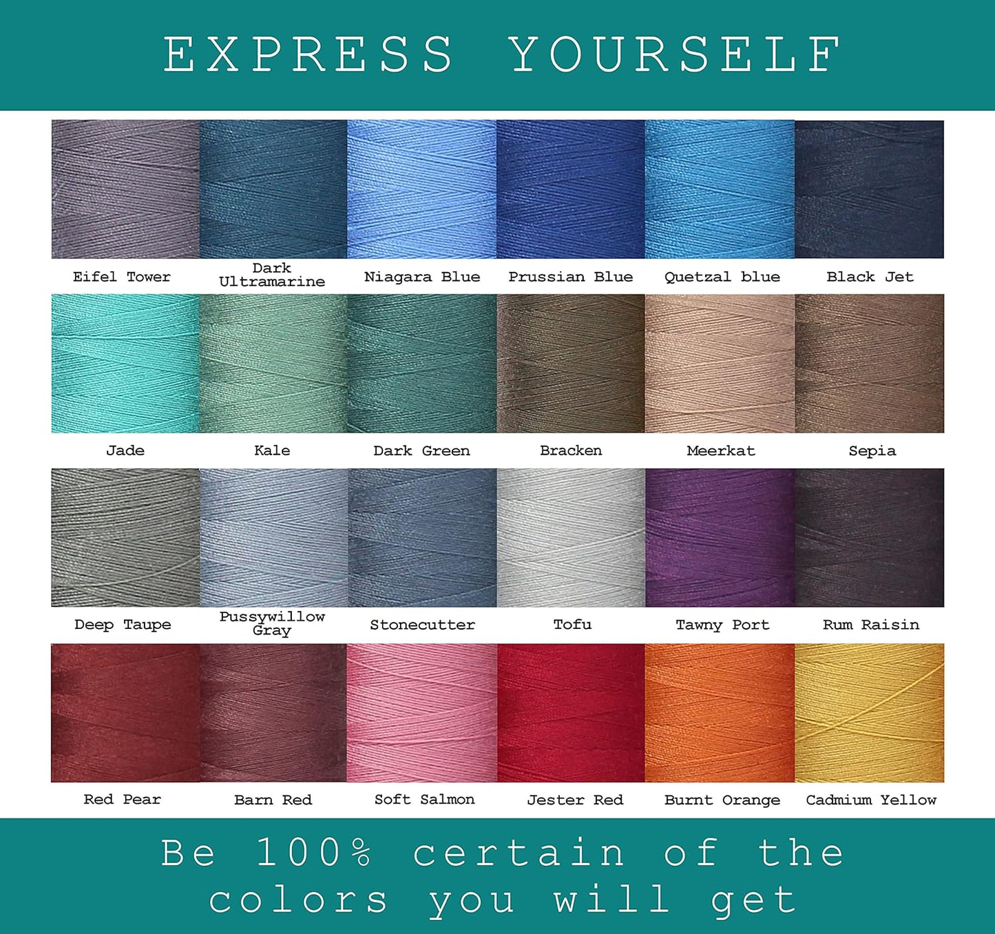 BlesSew Sewing Thread - 24 Spools of Polyester Thread for Sewing Machine for Beginners, Hand Stitching & Quilting - 1000 yds per Spool in Dark Colors