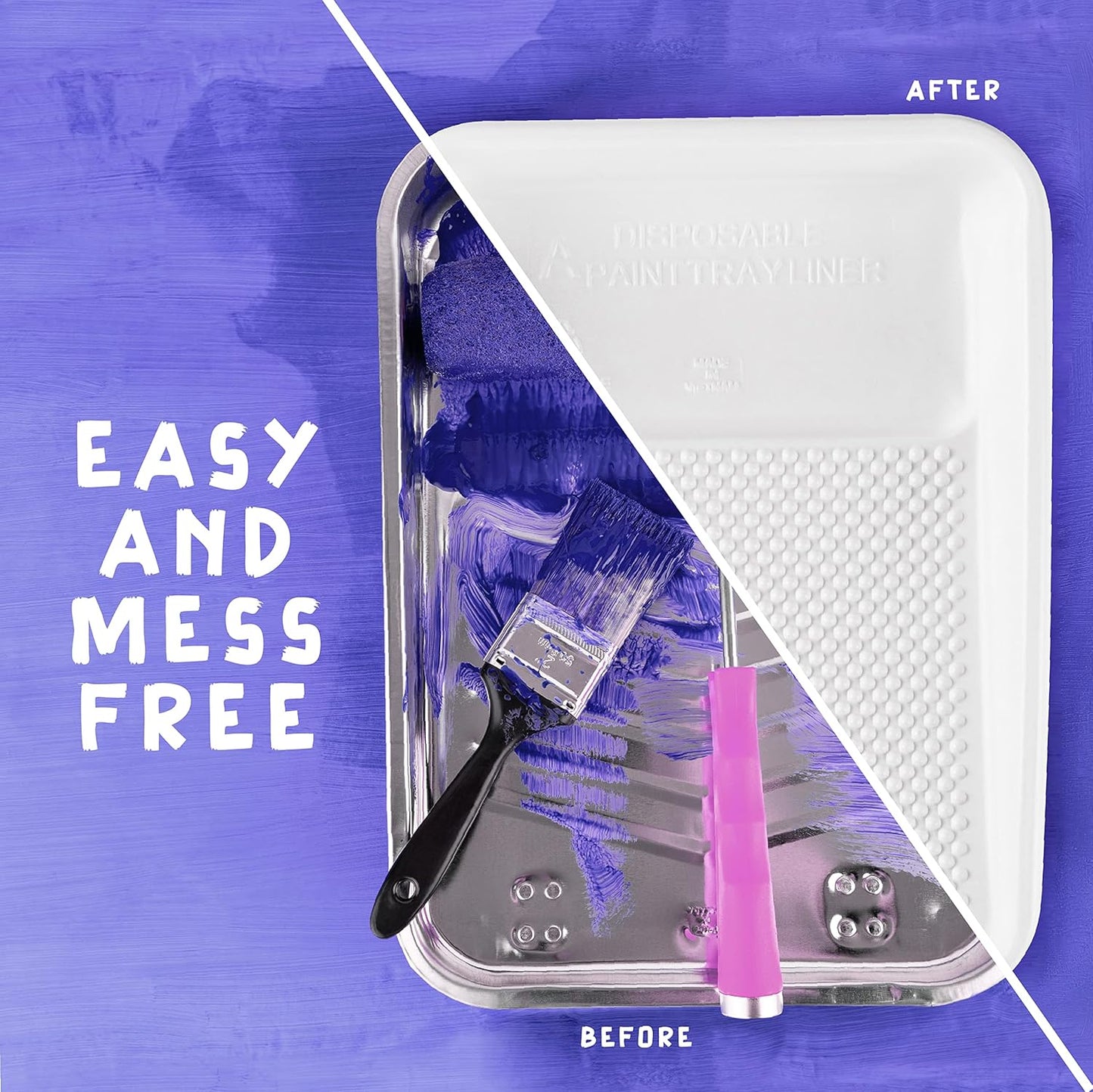 Paint Tray Liners, 1-Qt. Paint Capacity, Overlapping Edges, Fits 9” Metal Paint Trays, Dotted Ramp for Easy Rolling, (10)